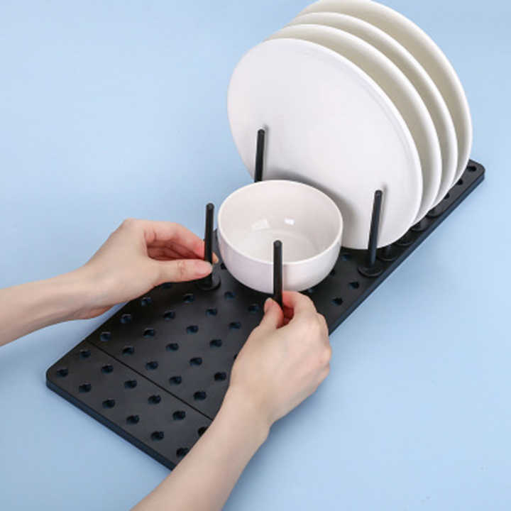 bandeja de almacenamiento y secado de platos con divisores ajustables