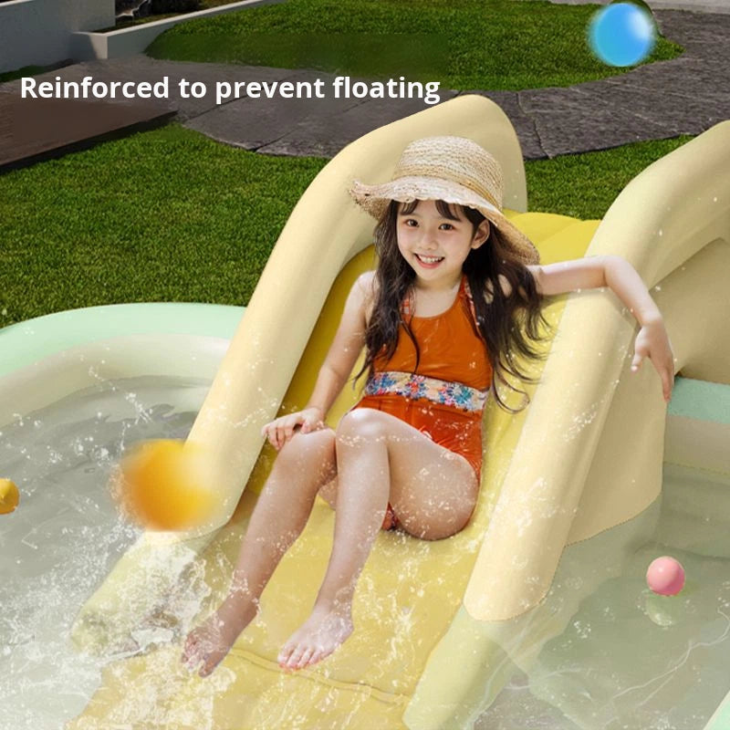 Piscina Inflable Plegable Grande con Tobogán y Parasol – Parque Acuático para Niños y Adultos
