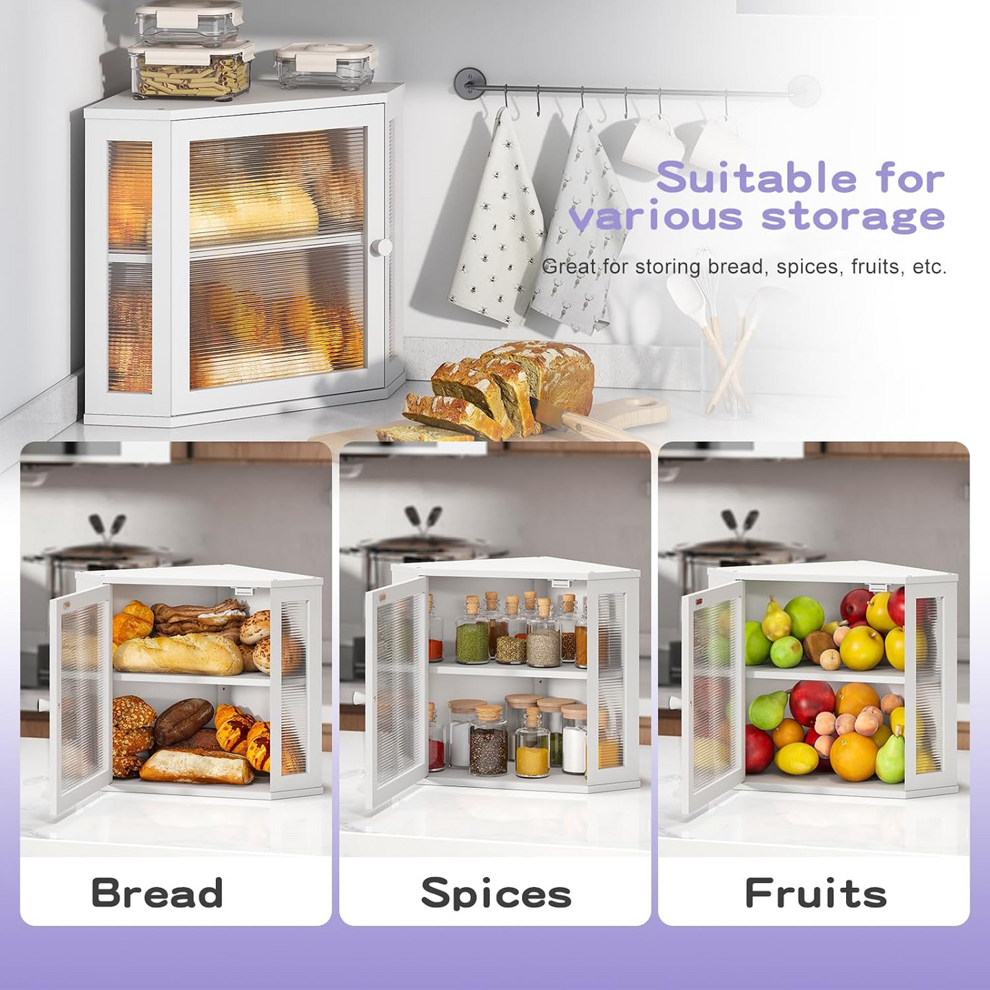 Caja de Pan de Bambú Blanco de Doble Capa