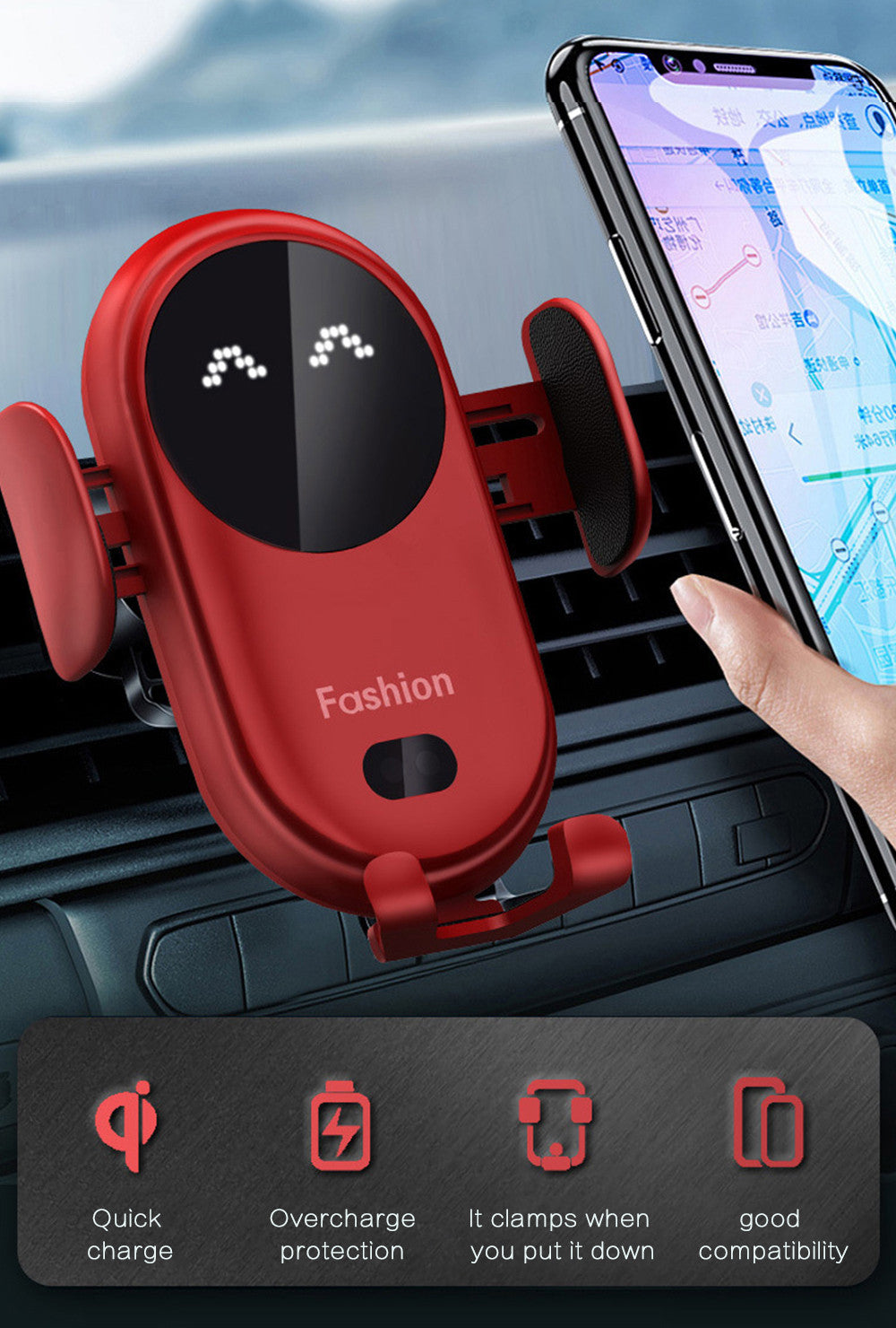 Soporte de Celular para Auto con Carita LED Interactiva
