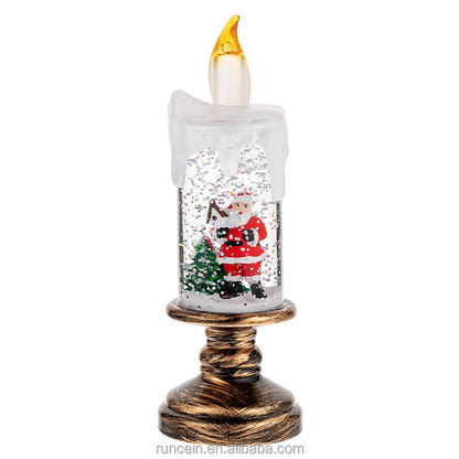 Lámpara de Cristal Navideña con Efecto Bola de Nieve y Vela LED