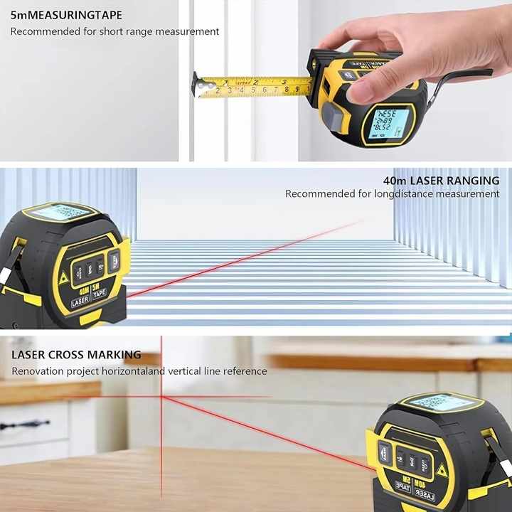 Cinta Métrica Láser 3 en 1
