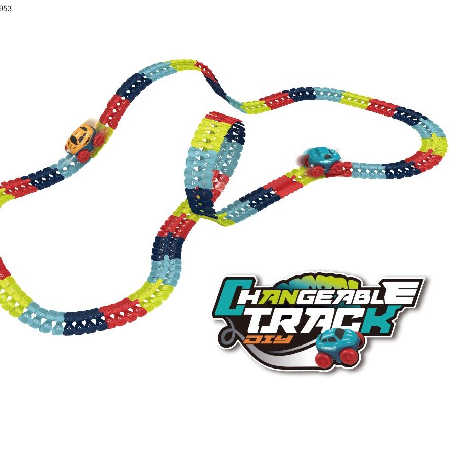 Pista de Coche Antigravedad DIY — Riel Flexible, Cambiable y Vehículo de Carreras Eléctrico