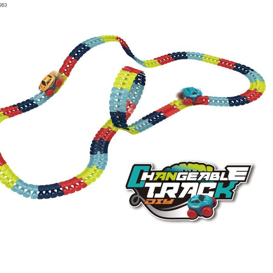 Pista de Coche Antigravedad DIY — Riel Flexible, Cambiable y Vehículo de Carreras Eléctrico