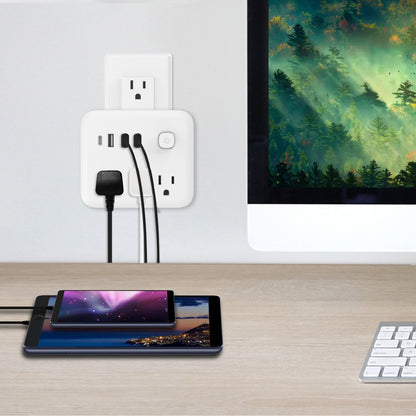 Adaptador de Pared con 3 Salidas + USB