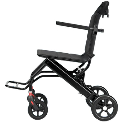 Silla de Ruedas de Transporte Ligera — Plegable, Ajustable y Súper Cómoda para Adultos Mayores