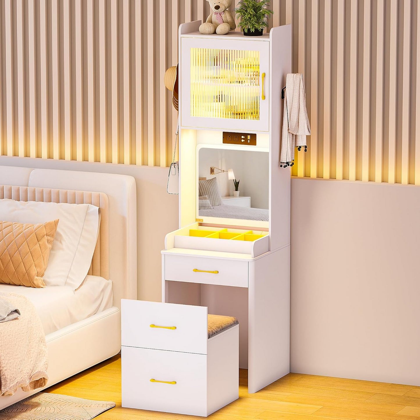 Tocador Plegable con Espejo LED