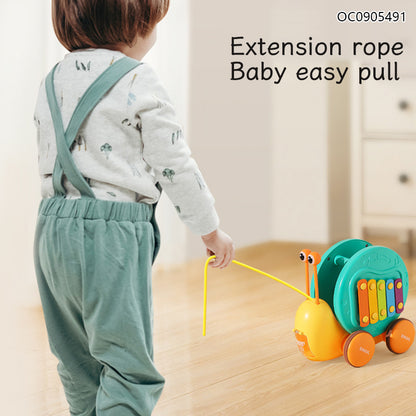 Xilófono Educativo para Bebés | Caracol Musical con Engranajes + Piano y Carrito de Arrastre | Juguete Sensorial de Dibujos Animados