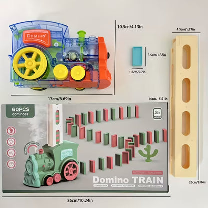Tren de Dominó 80PCS – Juego de Construcción con Luces y Sonidos para Crear Rallys Automáticos