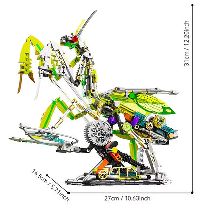 Tech Mecánica Mantis – Modelo de Insecto con Base Iluminada | Exhibición Realista • Bloques de Construcción • Mundo Animal • Juguete de Montaje Educativo