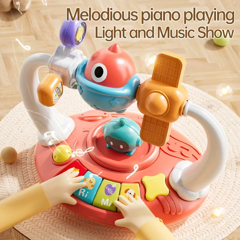 Piano Musical Interactivo Giratorio con Luces y Sonidos | Juguete Educativo para Niños Pequeños