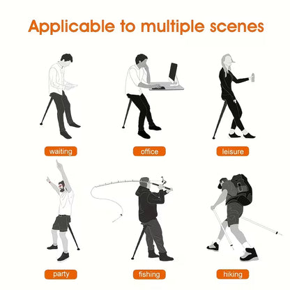 Silla Plegable Portátil 2 en 1 – Bastón Telescópico para Sentarse o Estar de Pie