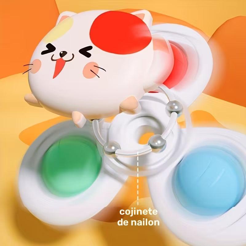 3-Pack de Trompos de Succión de Caricaturas para Bebés 🎨👶 | Sonajeros Educativos, Aprendizaje Temprano y Juguetes de Torsión Apilables