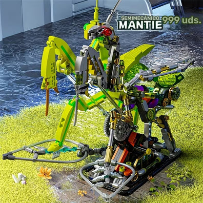 Tech Mecánica Mantis – Modelo de Insecto con Base Iluminada | Exhibición Realista • Bloques de Construcción • Mundo Animal • Juguete de Montaje Educativo