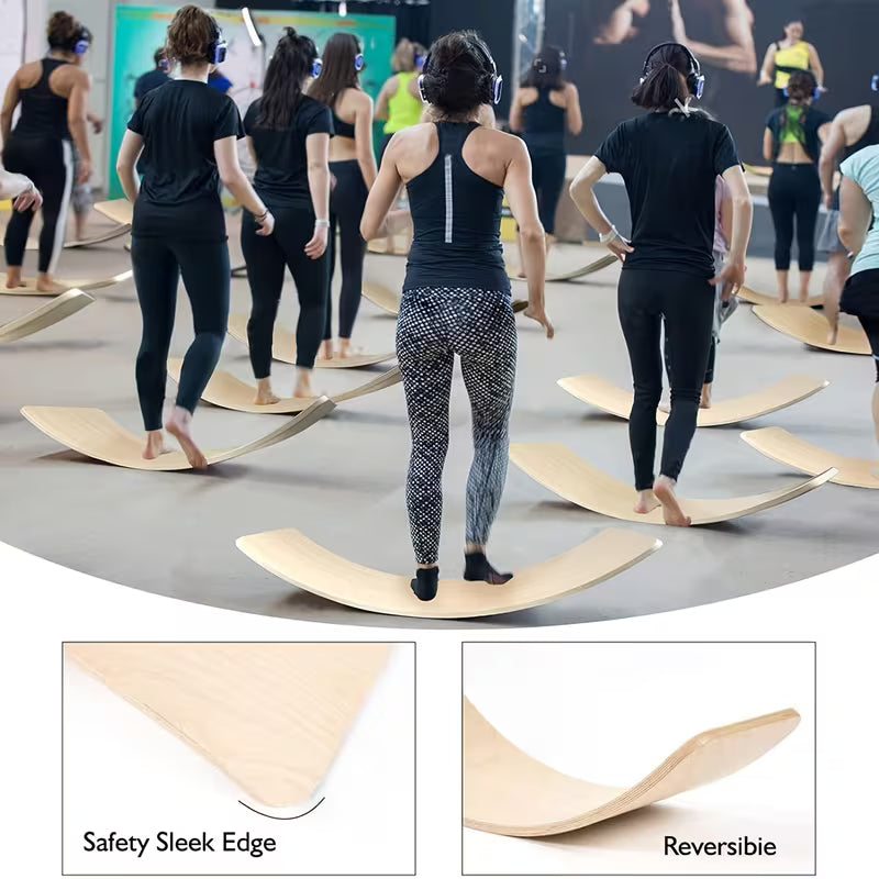 Tabla de Equilibrio de Madera Natural 🪵🤸♀️ | Balancín Infantil, Entrenamiento de Piernas y Ejercicio Cardiovascular